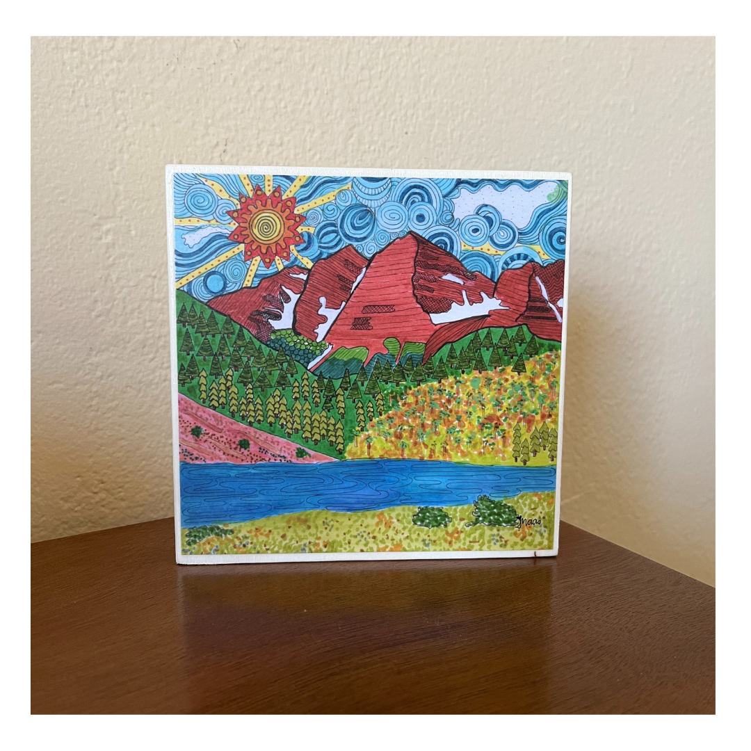 Whimsical Maroon Bells Cradle Board